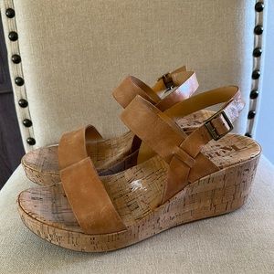 Korks Kork Ease Tome Cork Sling Back Wedge Shoes Tan Size 11 (43)